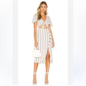 Privacy Please Rylee Midi Dress in Neutral Stripe Size M